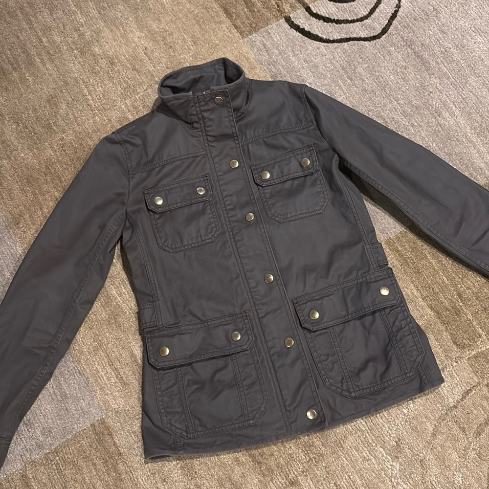 ~J.Crew~ Army Green Zipper Snap Button Utility Jacket